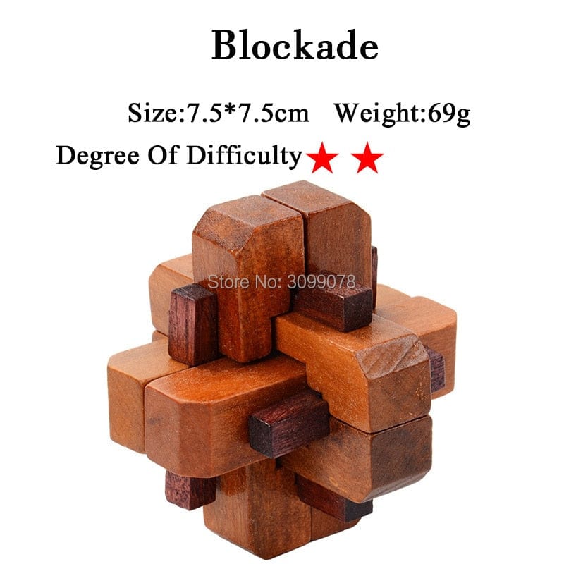 IQ Brain Teaser Kong Ming Lock Lu Ban Lock 3D Wooden Interlocking Burr Puzzles Game Toy For Adults Kids