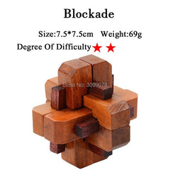 IQ Brain Teaser Kong Ming Lock Lu Ban Lock 3D Wooden Interlocking Burr Puzzles Game Toy For Adults Kids