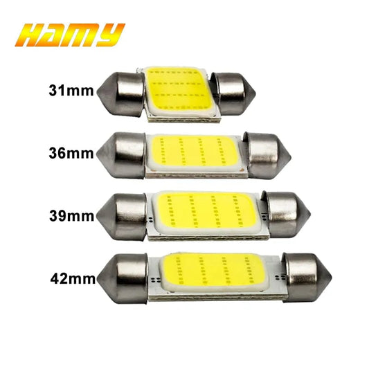 1x C10W C5W LED COB Festoon 31mm 36mm 39mm 41/42mm 12V White bulbs for cars License plate Interior Reading Light 6500K 12SMD