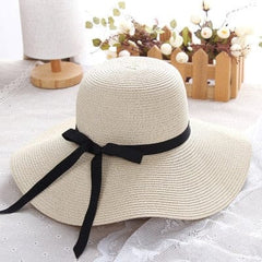 simple Foldable Wide Brim Floppy Girls Straw Hat Sun Hat Beach Women Summer Hat UV Protect Travel Cap Lady Cap Female