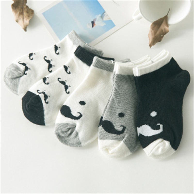 5 Pair/lot Cotton Baby Socks Printing mustache Girls Boys Children Socks Spring Autumn Infant Toddler Kids Socks For 1-3 Year