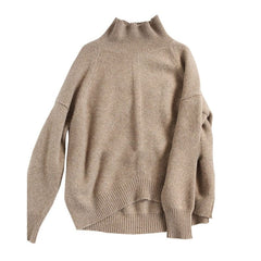 BELIARST Autumn and Winter New Cashmere Sweater Women's High-Necked Pullover Loose Thick Sweater Short Paragraph Knit Shirt