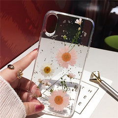 Qianliyao Dried Flower Silver foil Phone Cases For iPhone 14 13 12 11 Pro Max XS Max XR X 6 6s 7 8 Plus SE Soft Silicone Cover