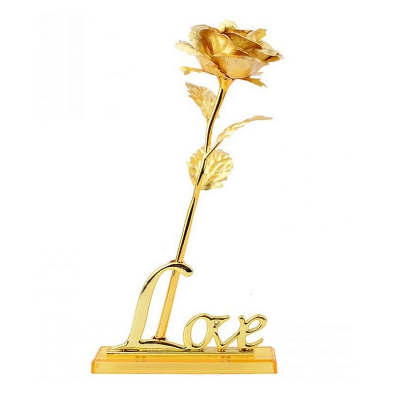 24k Gold Plated Rose With Love Holder Box Gift Valentine's Day Mother's Day Gifts Flower Gold Dipped Rose