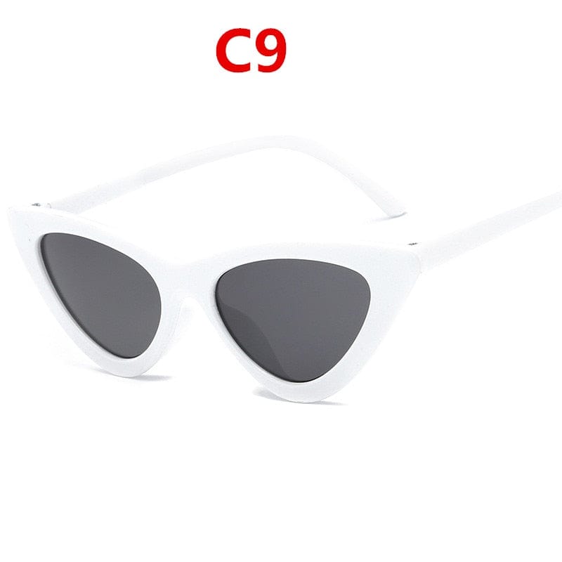 2022 fashion sunglasses woman brand Designer vintage retro triangular cat eye glasses oculos De Sol Transparent ocean uv400