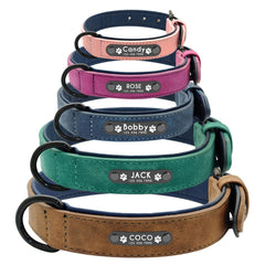 Leather Dog Collar Leash Set Personalized Customized Dogs Collars 2 Layer Leather Dog Leash For Small Medium Large Dogs Pitbull - Wowza