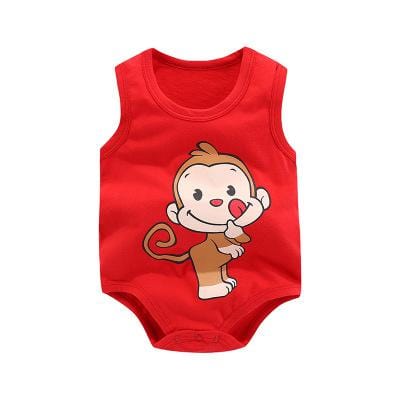 Newborn Baby Boys Girls Cartoon Cotton Bodysuit Infant Baby Bag Fart Sleeveless Vest Jumpsuit Summer Thin Penguin Pajamas Outfit