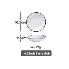 White With Black Edge Dinner Plate Ceramic Kitchen Tray Food Dishes Rice Salad Noodles Bowl Soup Kitchen Cook Tool 1pcs Sale - Wowza