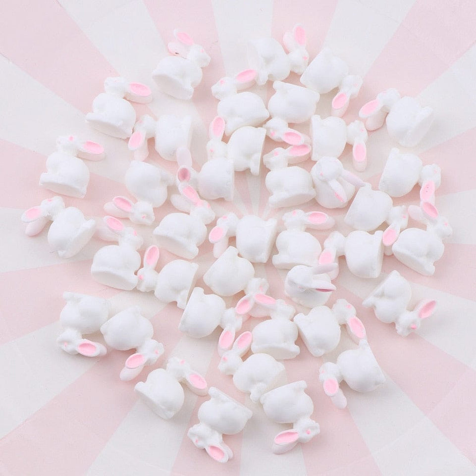 Mini 50pc AnimalResin Duck Rabbit Cows  Flat Back DIY Miniature Artificial Hand Painted Resin Cabochon Craft Play Doll House Toy