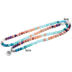 Apatite With Rhodochrosite Natural Stone Meditation Mala 108 Beads Handmade Yoga Bracelet Women Men Charm Jewelry