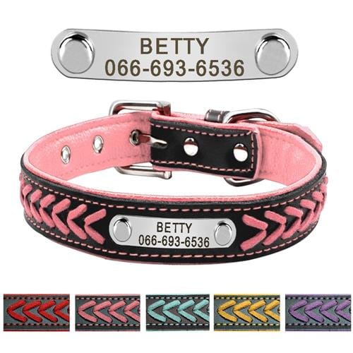 Custom Leather Dog Collar Personalized Engraved Puppy Cat Dog Tag Collar With Nameplate For Small Medium Large Dogs Beagle XS-XL