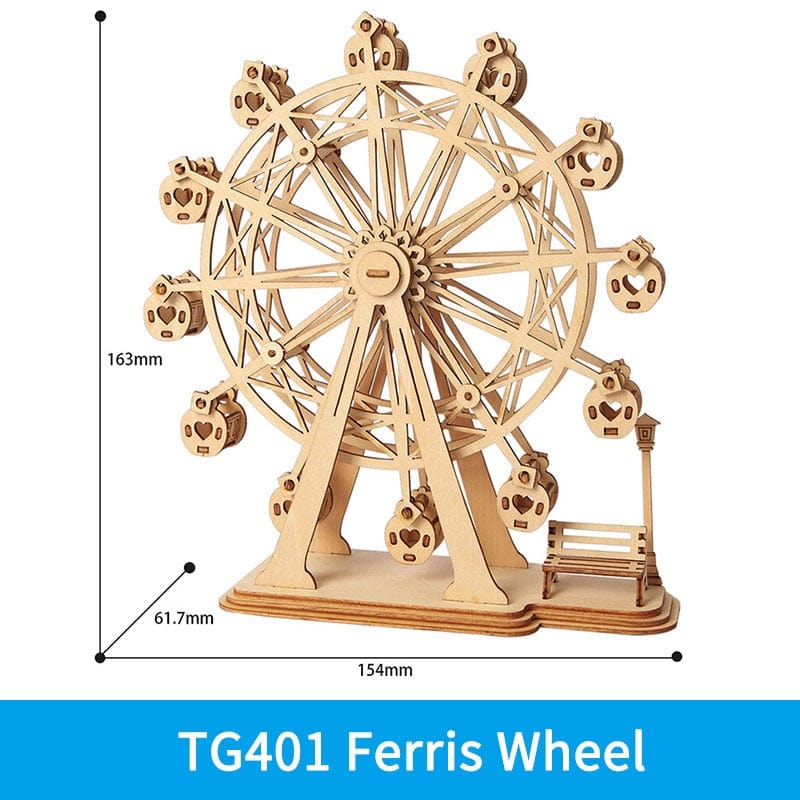 Robotime DIY 3D Wooden Puzzle Toys Assembly Model Toys Plane Merry Go Round Ferris Wheel Toys for Children