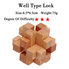 IQ Brain Teaser Kong Ming Lock Lu Ban Lock 3D Wooden Interlocking Burr Puzzles Game Toy For Adults Kids