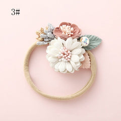 Balleen Shiny Fashion Florals Headband Newborn Baby Elastic Princess Hairbands Child Kids Pearl Fresh Style Cute Headwear Gifts