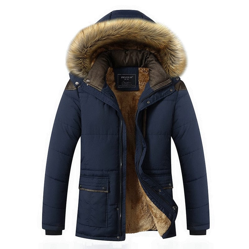 M-5XL Fur Collar Hooded Men Winter Jacket 2023 New Fashion Warm Wool Liner Man Jacket and Coat Windproof Male Parkas casaco