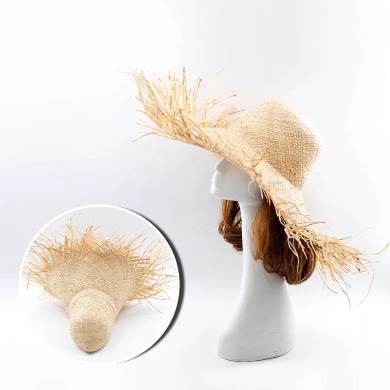 NEW Handmade Women Straw Sun Hats Large Wide Brim Gilrs High Quality Natural Raffia Panama Beach Straw Sun Caps For Holiday