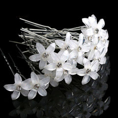 50/20 pcs/pack Women Flowers Hairpin Stick Wedding Bridal Crystal Flowers Hairpin U Shaped Hair Clip Hair Accessories