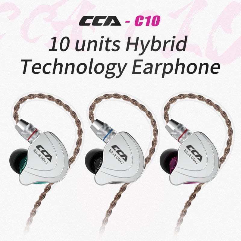 CCA C10 Headphones 4BA+1DD Hybrid Technology HiFi In Ear Music DJ Gamer Sport Earphone Active Noice Cancelling Monitor Headset