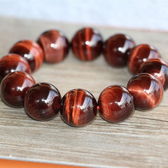 10mm Handmade Jewelry Beaded Bracelet Tiger Eye Stone Beads Charm Bracelet