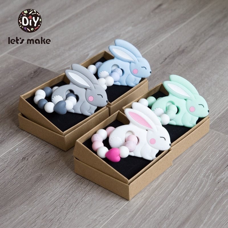 Tiny Rod BPA Free Food Grade Silicone Teethers Cartoon Animals Shape Pacifier Clips DIY Accessories Baby Teething 1pc Let's Make