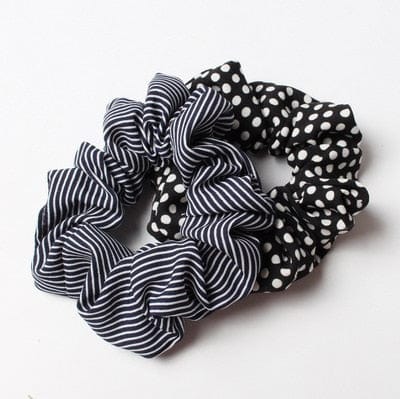 2pcs/lot Stripes And Dots Elastic Scrunchies New Hot Ponytail Holder Hairband Hair Rope Tie Fashion Stipe For Women Girls