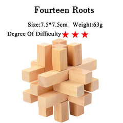 IQ Brain Teaser Kong Ming Lock Lu Ban Lock 3D Wooden Interlocking Burr Puzzles Game Toy For Adults Kids