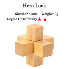 IQ Brain Teaser Kong Ming Lock Lu Ban Lock 3D Wooden Interlocking Burr Puzzles Game Toy For Adults Kids