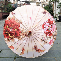 Silk Cloth Women Umbrella Japanese Cherry Blossoms Ancient Dance Umbrella Decorative Umbrella Chinese Style Oil Paper Umbrella