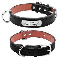 Large Durable Personalized Dog Collar PU Leather Padded Pet ID Collars Customized for Small Medium Large Dogs Cat 4 Size - Wowza