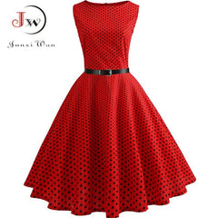 Summer Womens Dresses  Casual Floral Retro Vintage 50s 60s Robe Rockabilly Swing Pinup Vestidos Valentines Day Party Dress