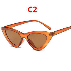 sunglasses woman brand Designer vintage retro triangular cat eye glasses oculos De Sol Transparent ocean uv400