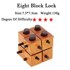 IQ Brain Teaser Kong Ming Lock Lu Ban Lock 3D Wooden Interlocking Burr Puzzles Game Toy For Adults Kids