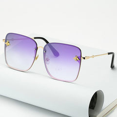 2023 New Fashion Lady Oversize Rimless Square Bee Sunglasses Women Men Small Glasses Gradient Sun Glasses Female UV400