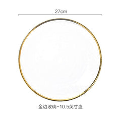 Nordic Glod Charger Glass Dinner Dish Plate Salad Soup Fruit Bowl Dessert Bead Wedding Plate Decorative Tableware - Wowza