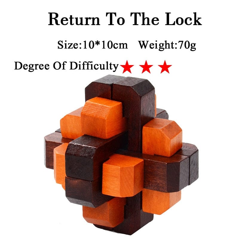 IQ Brain Teaser Kong Ming Lock Lu Ban Lock 3D Wooden Interlocking Burr Puzzles Game Toy For Adults Kids