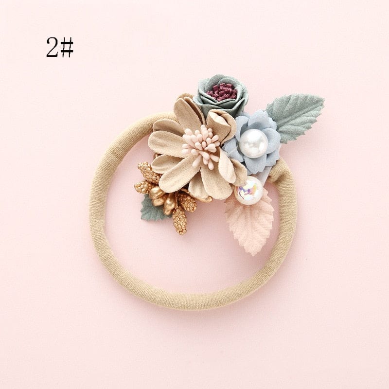 Balleen Shiny Fashion Florals Headband Newborn Baby Elastic Princess Hairbands Child Kids Pearl Fresh Style Cute Headwear Gifts