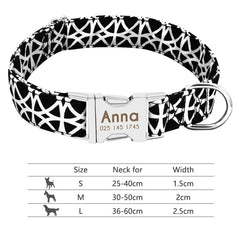 Nylon Dog Collar Personalized Pet Collar Engraved ID Tag Nameplate Reflective for Small Medium Large Dogs Pitbull Pug