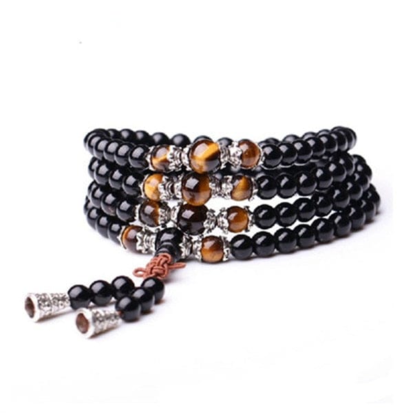 6mm Obsidian Beaded bracelets Buddhist Buddha Meditation 108 Prayer Beads Mala Bracelet