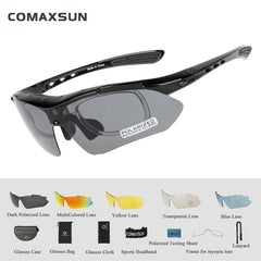 COMAXSUN Professional Polarized Cycling Glasses Bike Goggles Outdoor Sports Bicycle Sunglasses UV 400 With 5 Lens TR90 2 Style