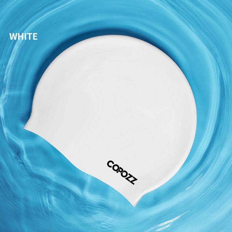 COPOZZ Silicone Swimming Cap For Long Hair Women Swimming Pool Cap Waterproof Ear Protection Professional Water Sports Swim Hat