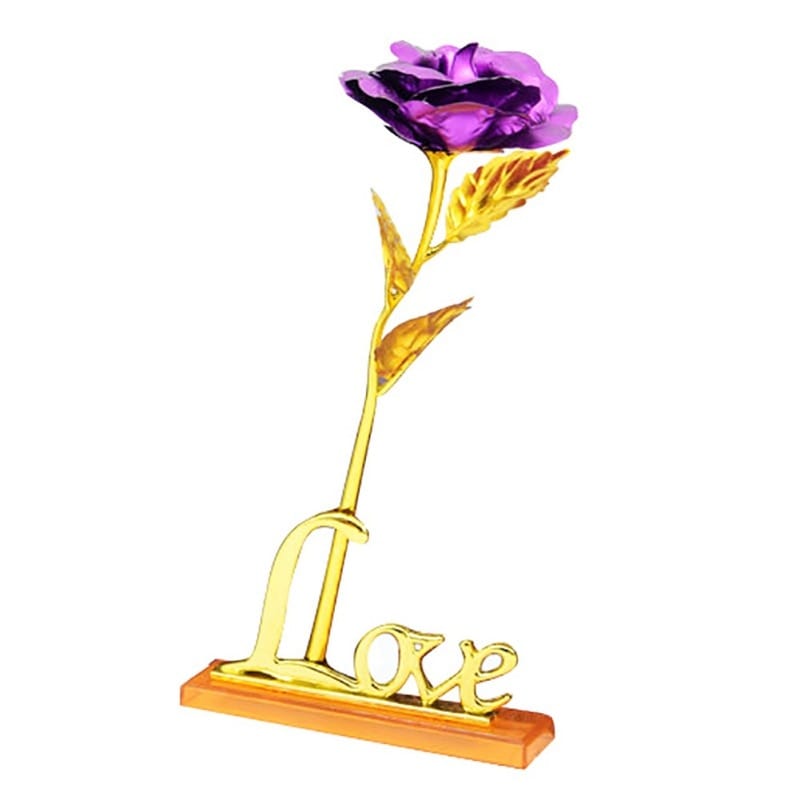 24k Gold Plated Rose With Love Holder Box Gift Valentine's Day Mother's Day Gifts Flower Gold Dipped Rose