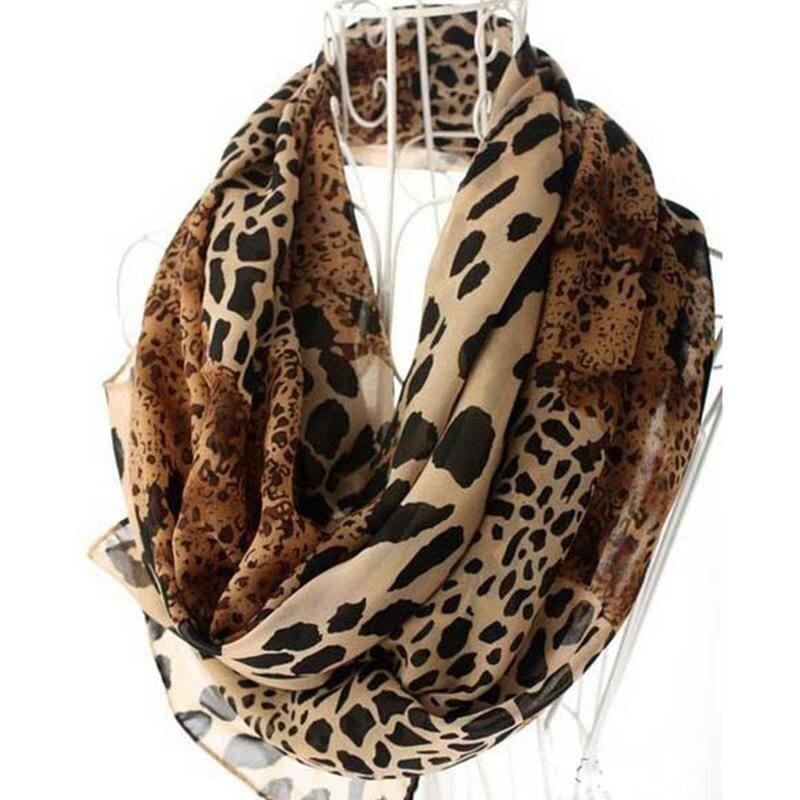 New Noble Fashion Women Long Soft Wrap Lady Shawl Silk Chiffon Scarves Leopard Print Shawl All-match Lady Soft Scarf