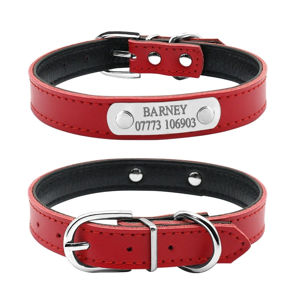 Leather Cat Collar Personalized Cat Collar For Puppy Small Dogs Pet Kitten Nameplate Collar Free Engraving Adjustable - Wowza