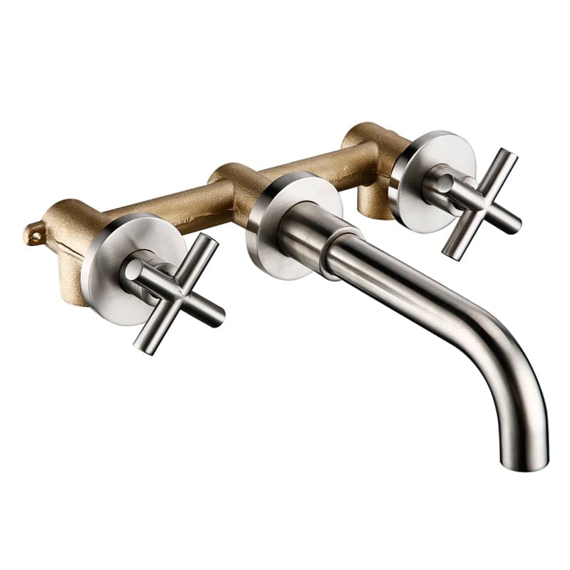 Taps Top Fashion New Arrival Wall Sink Basin Mixer Tap Set Bathroom Spout Faucet With Double Lever In Matt Black/Polished Gold