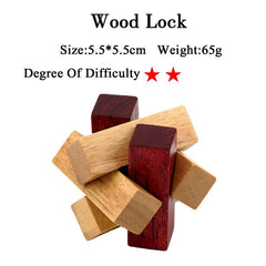 IQ Brain Teaser Kong Ming Lock Lu Ban Lock 3D Wooden Interlocking Burr Puzzles Game Toy For Adults Kids