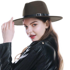 WELROG Black Red Fedora Hats For Women Imitation Wool Fedoras Panama Felt Hat Winter Men Jazz Hats Trilby Chapeau Femme Caps