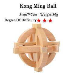 IQ Brain Teaser Kong Ming Lock Lu Ban Lock 3D Wooden Interlocking Burr Puzzles Game Toy For Adults Kids