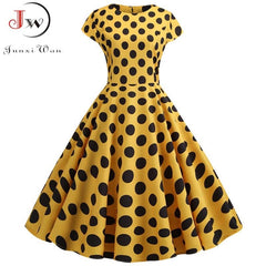 2022 Women Summer Dress Vintage Floral Print Rockabilly Dress Robe Femme Sundress Vestidos Polka Dot Party Dress