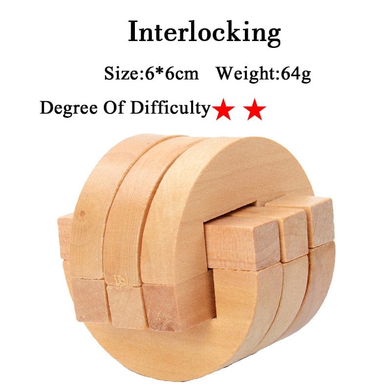 IQ Brain Teaser Kong Ming Lock Lu Ban Lock 3D Wooden Interlocking Burr Puzzles Game Toy For Adults Kids