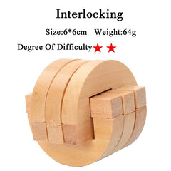 IQ Brain Teaser Kong Ming Lock Lu Ban Lock 3D Wooden Interlocking Burr Puzzles Game Toy For Adults Kids